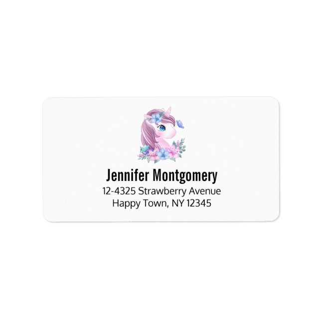 Cute & Magical Baby Unicorn with Big Eyes Label (Front)