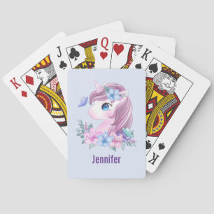 Cute & Magical Baby Unicorn with Big Eyes Playing Cards