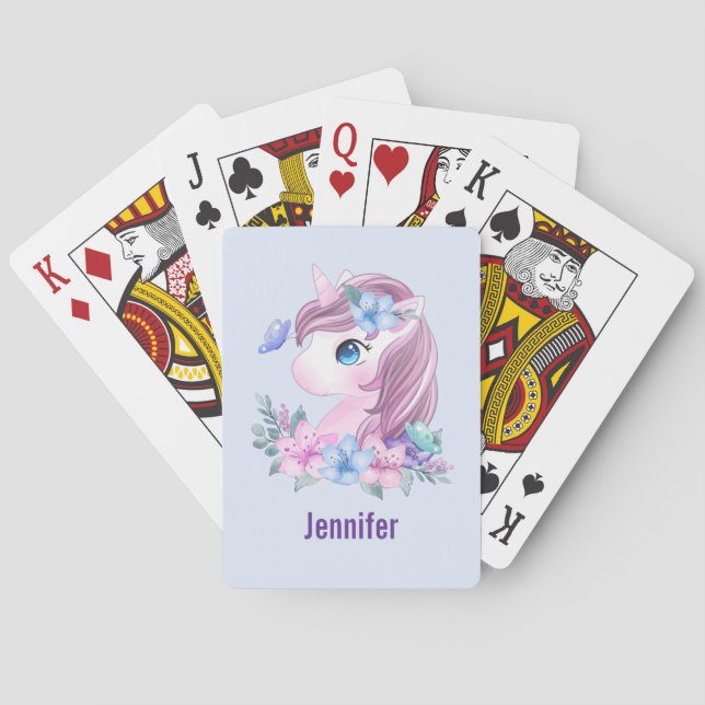 Cute & Magical Baby Unicorn with Big Eyes Playing Cards (Back)