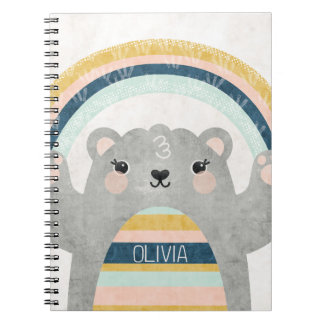 Cute Magical Bear with Colourful Rainbow Textured Notebook