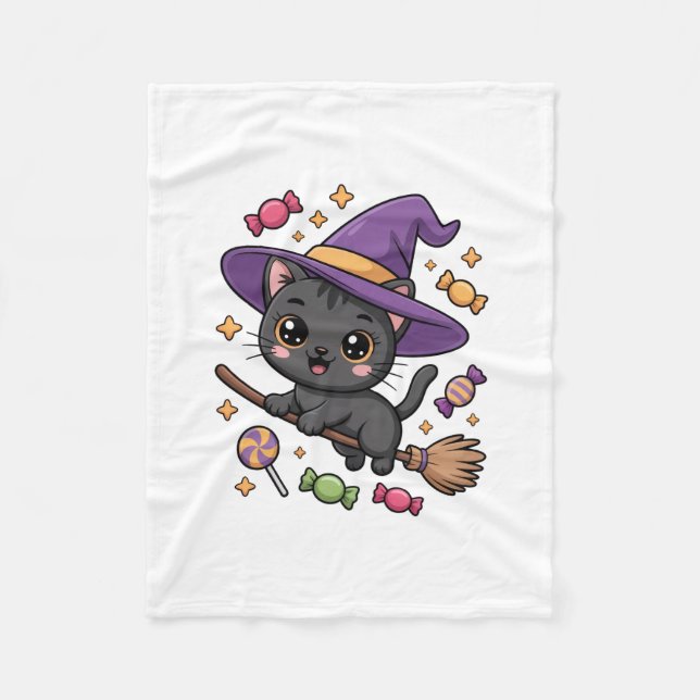 Cute Magical Cat Fleece Blanket (Front)