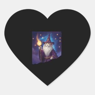 Cute Magical Cat Wizard Purrfect Wizard Feline Hal Heart Sticker