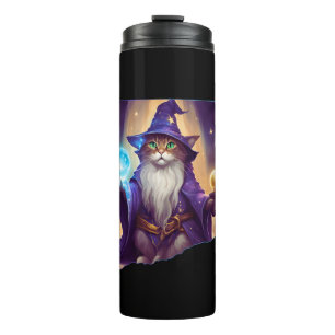 Cute Magical Cat Wizard Purrfect Wizard Feline Hal Thermal Tumbler