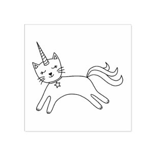 Cute Magical Caticorn Cat Unicorn Rubber Stamp