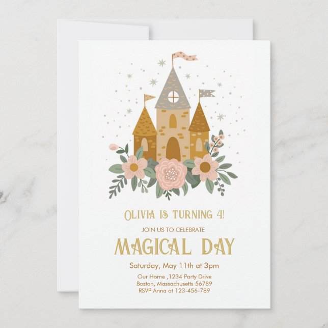 Cute  Magical Day Princess Castle Birthday Invitation (Front)