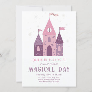 Cute Magical Day Princess Castle Girl Birthday Invitation
