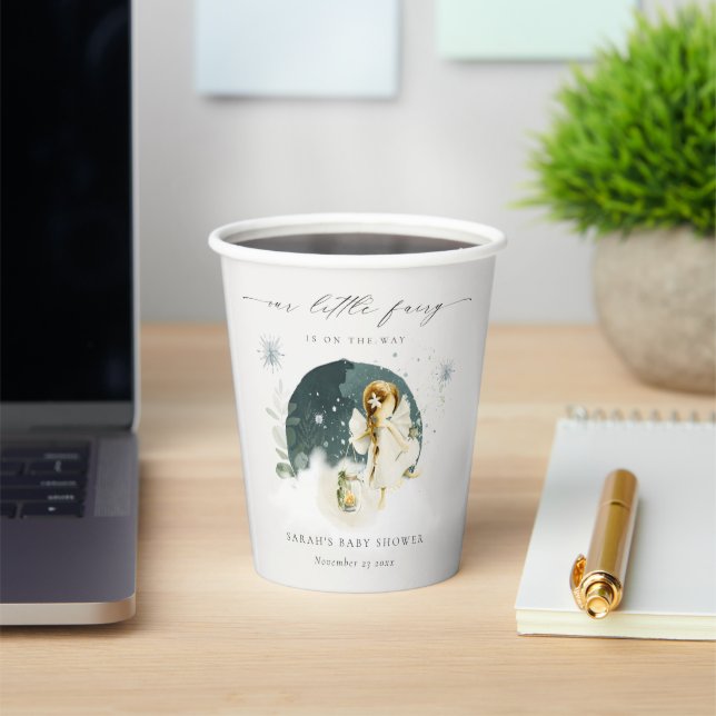 Cute Magical Enchanted Fairy On Way Baby Shower Paper Cups (Insitu)
