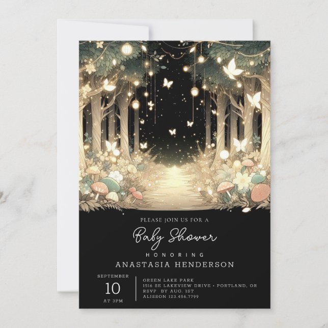  Cute Magical Enchanted Forest Baby Shower Invitation (Front)