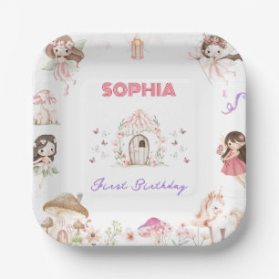 Cute Magical Fairy 1st Birthday Paper Plates