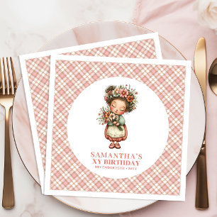 Cute Magical Fairy Flowers 5th Birthday Party  Napkin