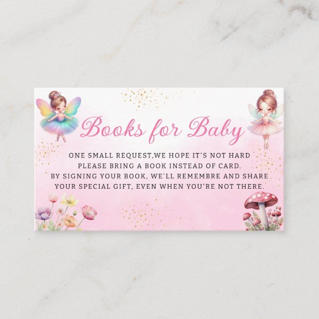 Cute Magical Fairy Pink Floral  Books for baby  Enclosure Card (Front)