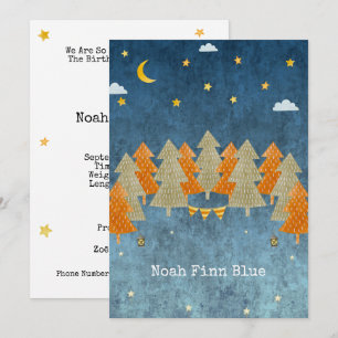 Cute Magical Forest Trees And Stars Card