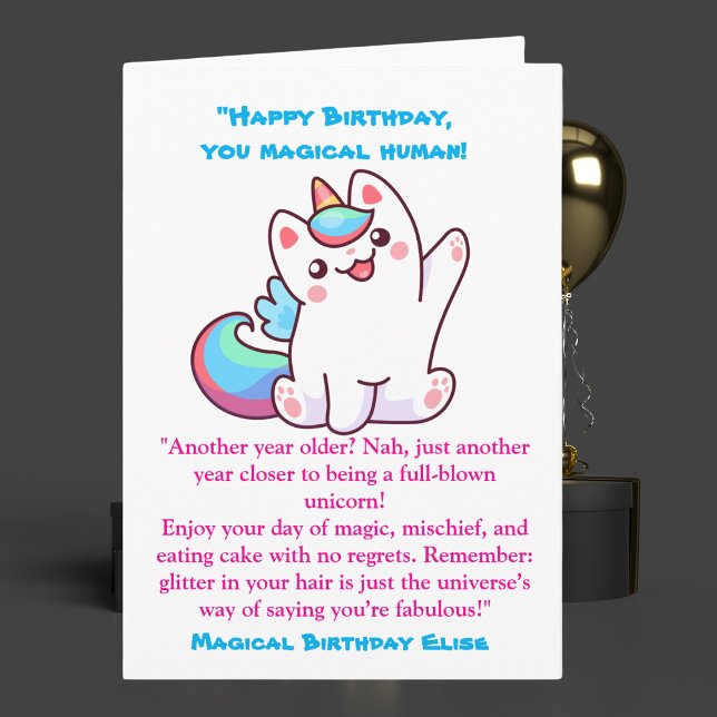Cute Magical Funny Unicorn Kids Birthday Greeting Card (Creator Uploaded)