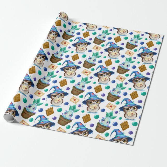 Cute Magical Halloween Pattern Wrapping Paper (Unrolled)