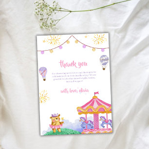 Cute Magical Hot Air Balloon Carousel Baby Shower Thank You Card