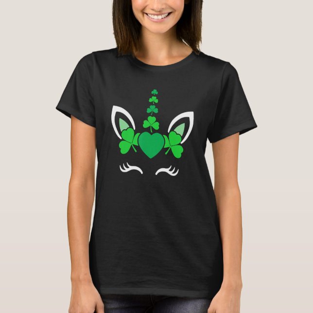 Cute Magical Irish Unicorn Funny St Patrick's Day  T-Shirt (Front)