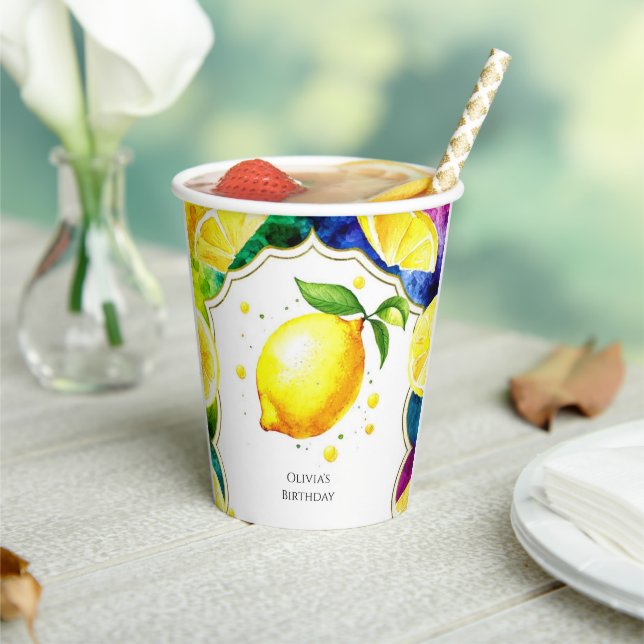 Cute Magical Lemon Birthday Paper Cups (Insitu)