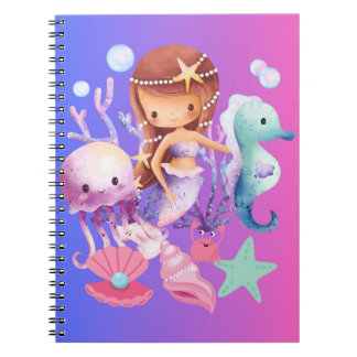 Cute Magical Mermaid Purple Notebook