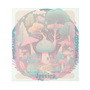 Cute Magical Mushroom Forest Personalised Notepad