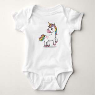 Cute Magical Pink Unicorn Illustration for Baby an Bodysuit