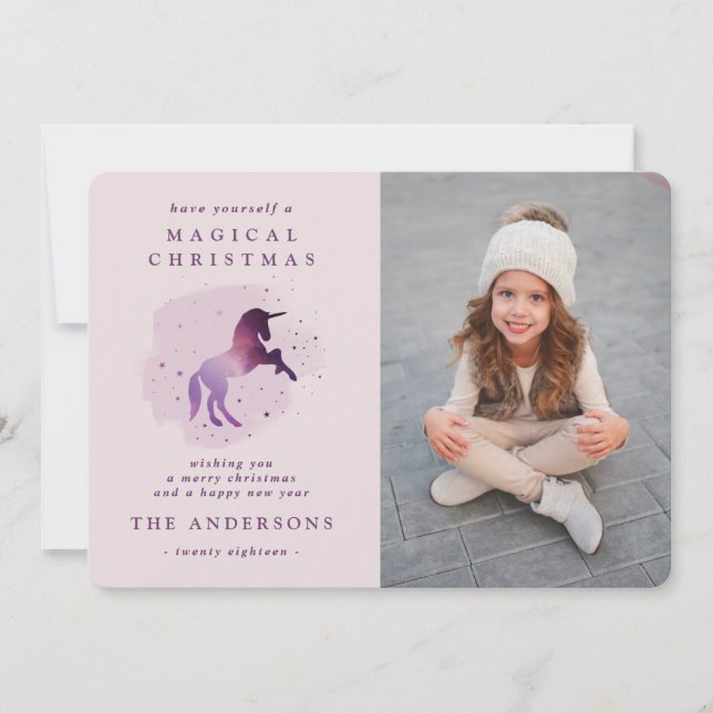 cute magical purple unicorn announcement (Front)