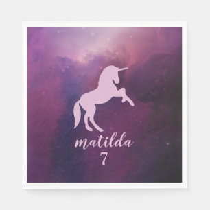 cute magical purple unicorn napkin