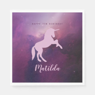 cute magical purple unicorn napkin
