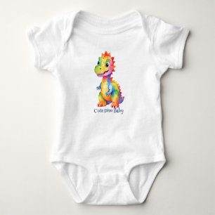 Cute Magical Rainbow Dinosaur Happy Birthday Party Baby Bodysuit