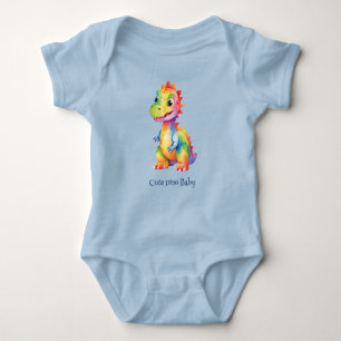 Cute Magical Rainbow Dinosaur Happy Birthday Party Baby Bodysuit