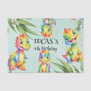 Cute Magical Rainbow Dinosaur Happy Birthday Party Tissue Paper