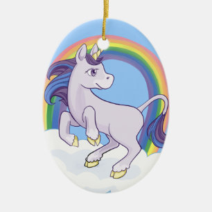 Cute Magical Rainbow Unicorn Ceramic Tree Decoration