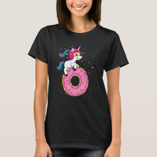 Cute Magical Rainbow Unicorn Napping Sweet Doughnu T-Shirt