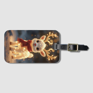 Cute Magical Reindeer with Sparkling Lights Luggage Tag