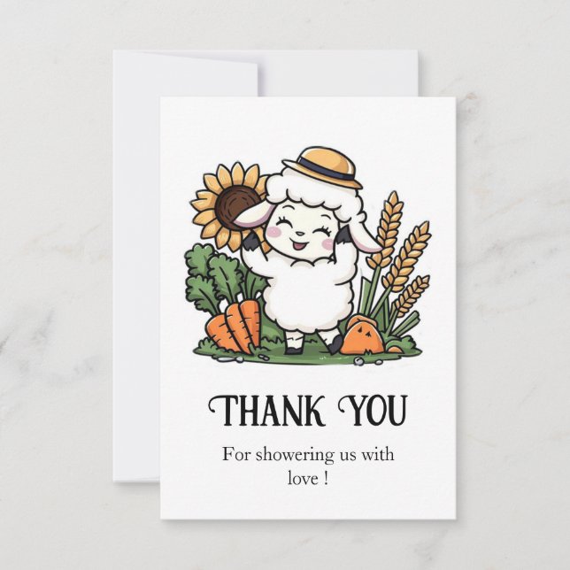 Cute Magical Sheep Baby Shower Thank You Card (Front)