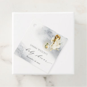 Cute Magical Starry Watercolor Fairy Baby Shower Favour Tags