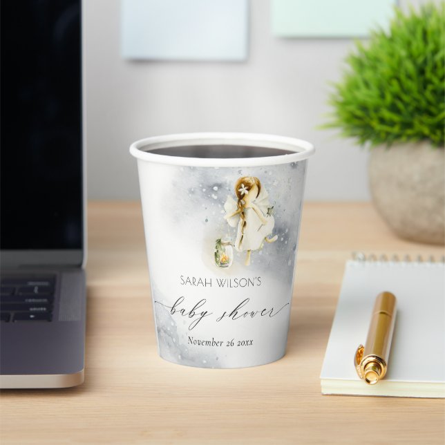 Cute Magical Starry Watercolor Fairy Baby Shower Paper Cups (Insitu)