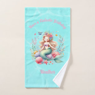 Cute Magical Under the Sea Mermaids Girly Birthday Bath Towel Set