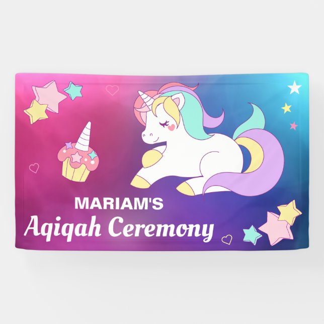 Cute Magical Unicorn Aqiqah Banner (Horizontal)
