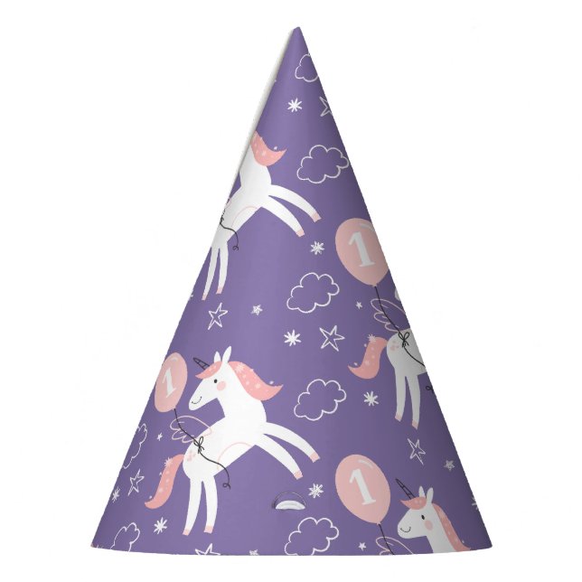 Cute Magical Unicorn Birthday Party Hat (Left)