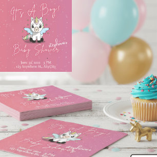 Cute Magical Unicorn Boy Baby Shower Napkins Pin