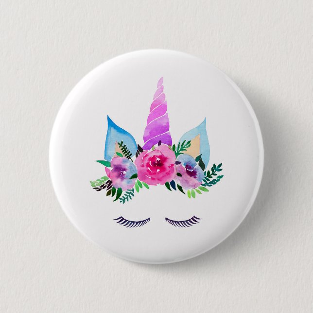 Cute Magical Unicorn Face 6 Cm Round Badge (Front)