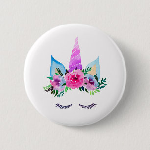 Cute Magical Unicorn Face 6 Cm Round Badge