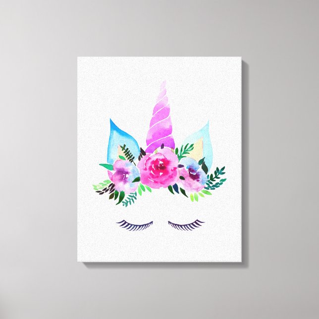 Cute Magical Unicorn Face Canvas Print (Front)