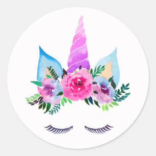 Cute Magical Unicorn Face Classic Round Sticker