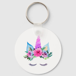 Cute Magical Unicorn Face Key Ring