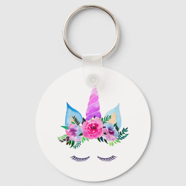 Cute Magical Unicorn Face Key Ring (Front)