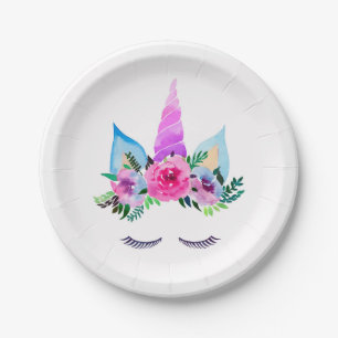 Cute Magical Unicorn Face Paper Plate