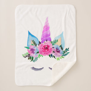 Cute Magical Unicorn Face Sherpa Blanket