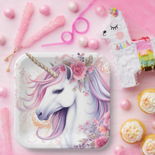 Cute Magical Unicorn Paper Plate