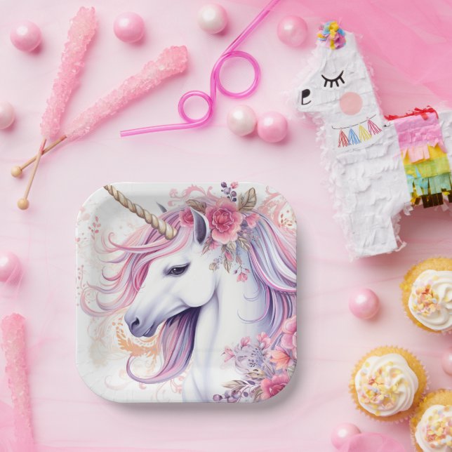 Cute Magical Unicorn Paper Plate (Party)